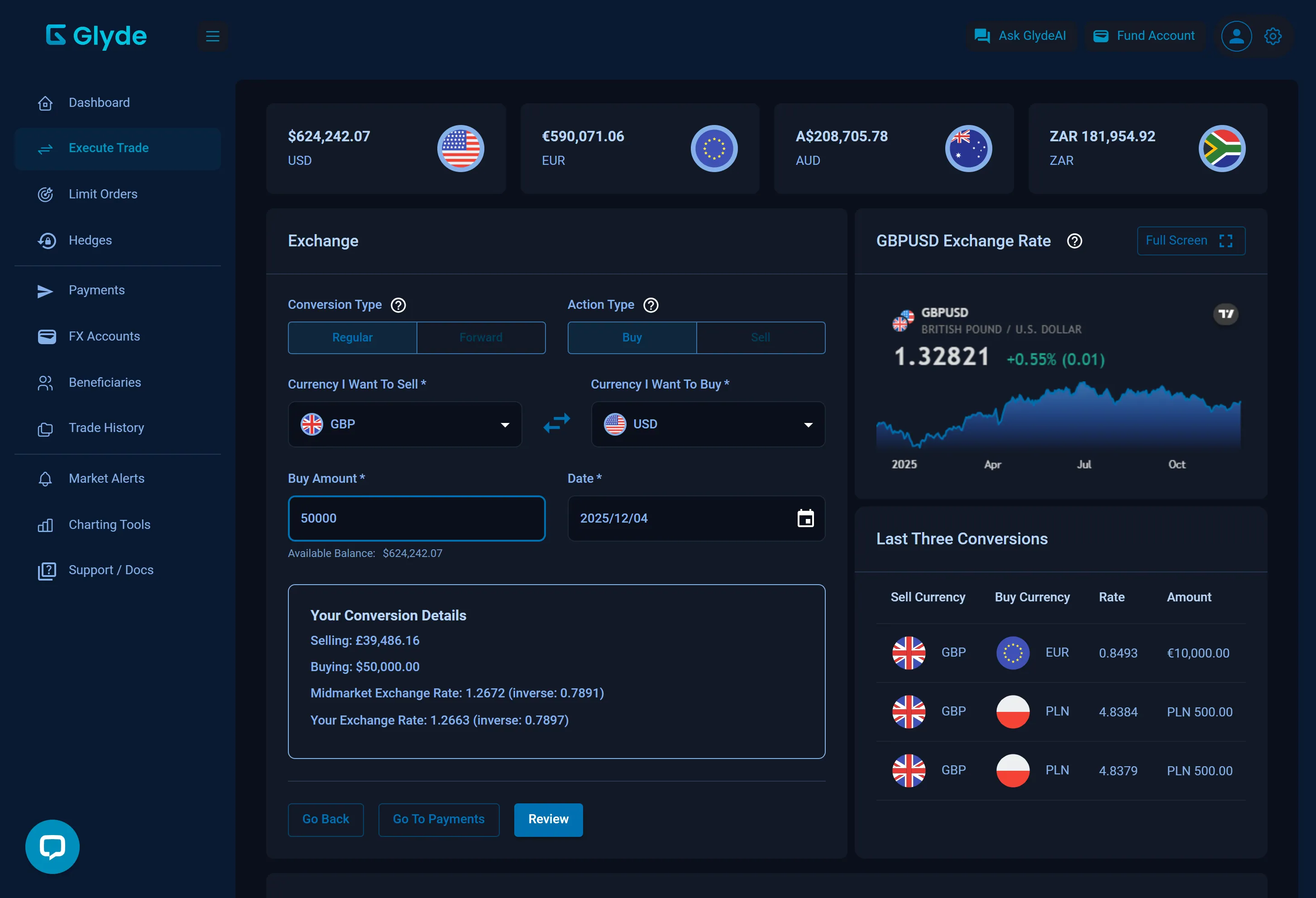 GlydePro Exchange Page